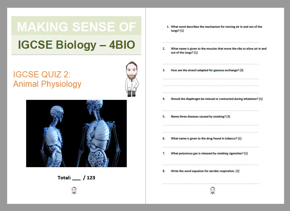 IGCSE Biology Animal Physiology Revision Quiz